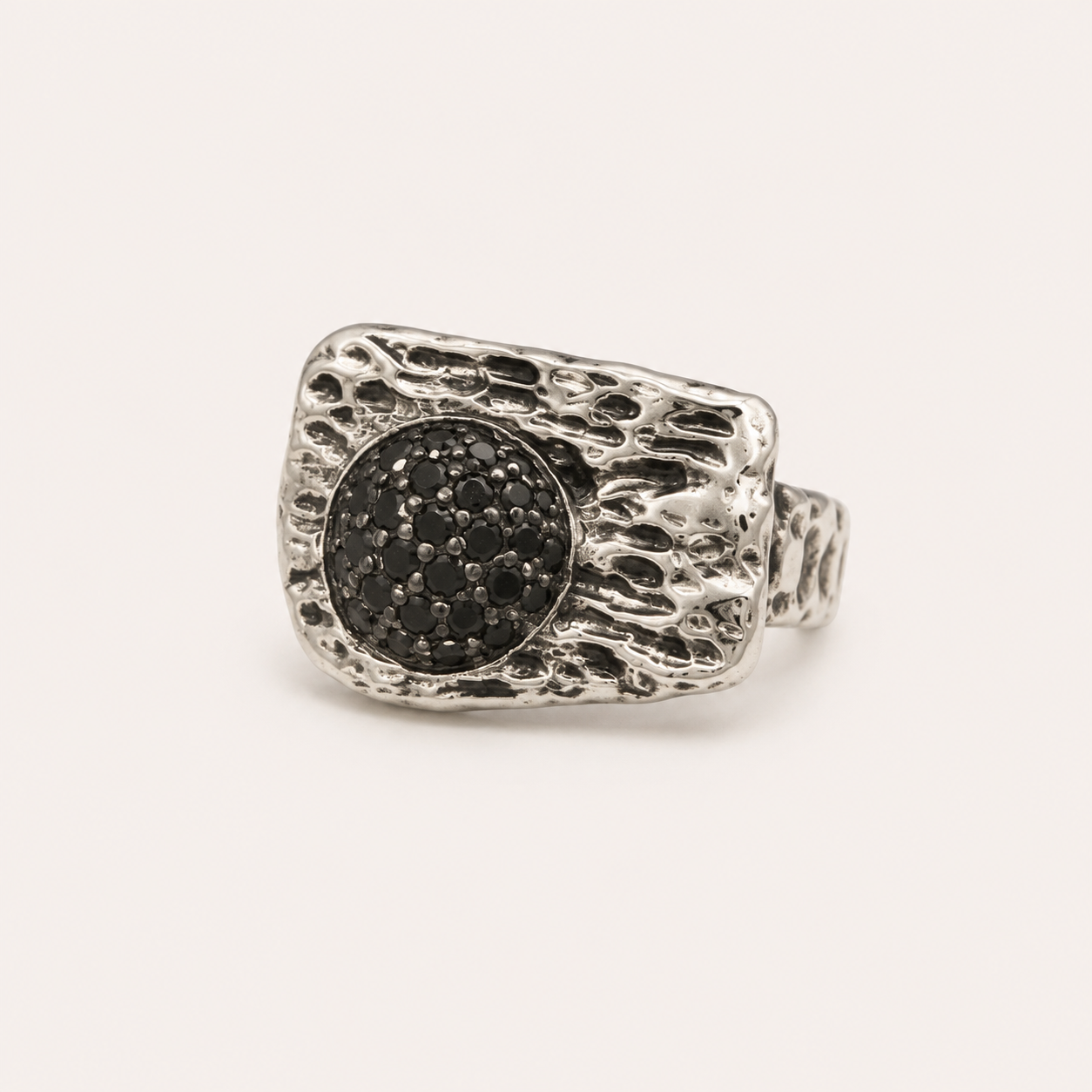 Black Spinel Statement Ring
