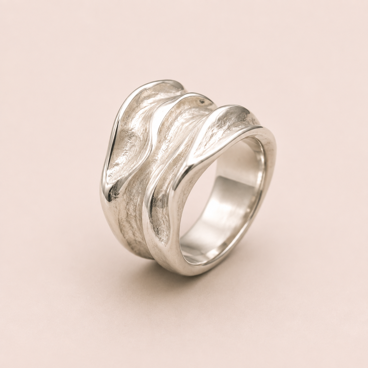Sculptural Silver Statement Ring