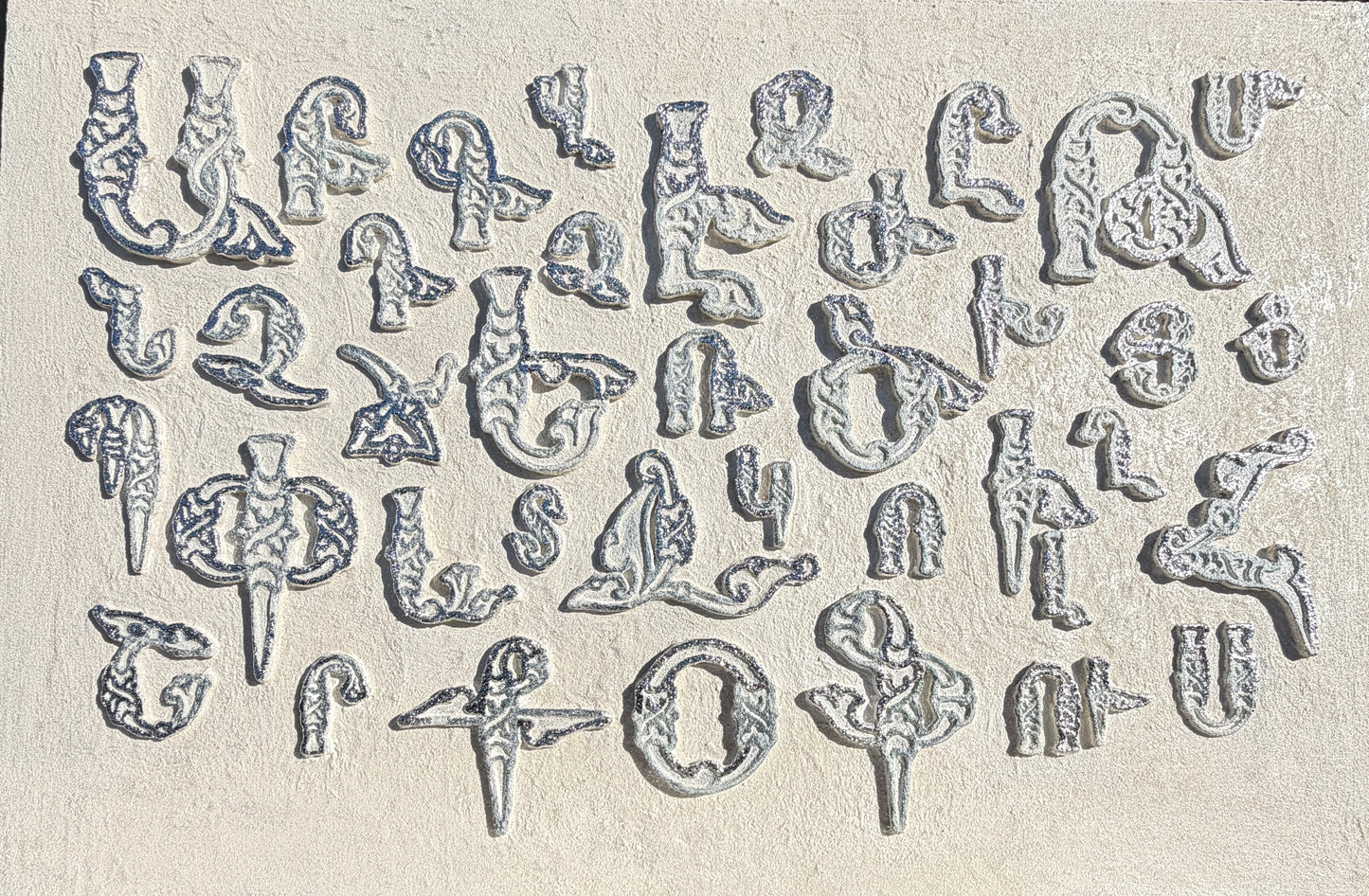 Silver Armenian Alphabet Art