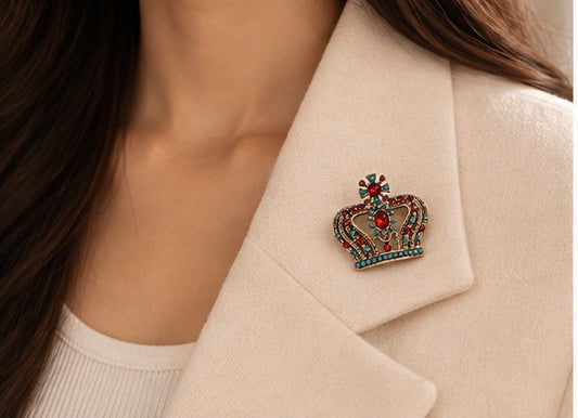 Royal Mosaic Crown Brooch