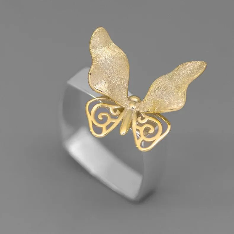 Golden Butterfly Whisper Statement Ring