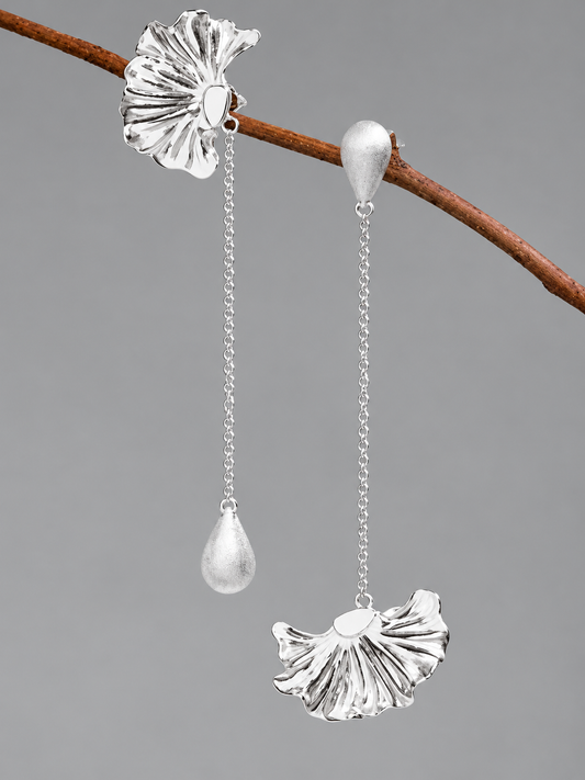 Asymmetric Floral Drop Earrings