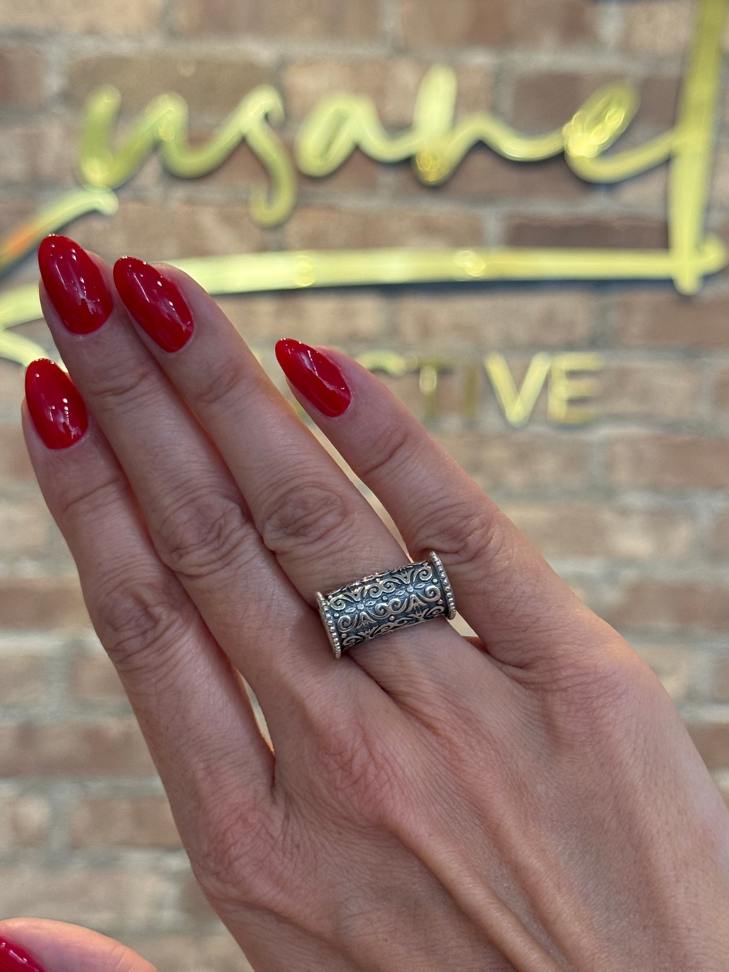 Ornate Shield Silver Ring