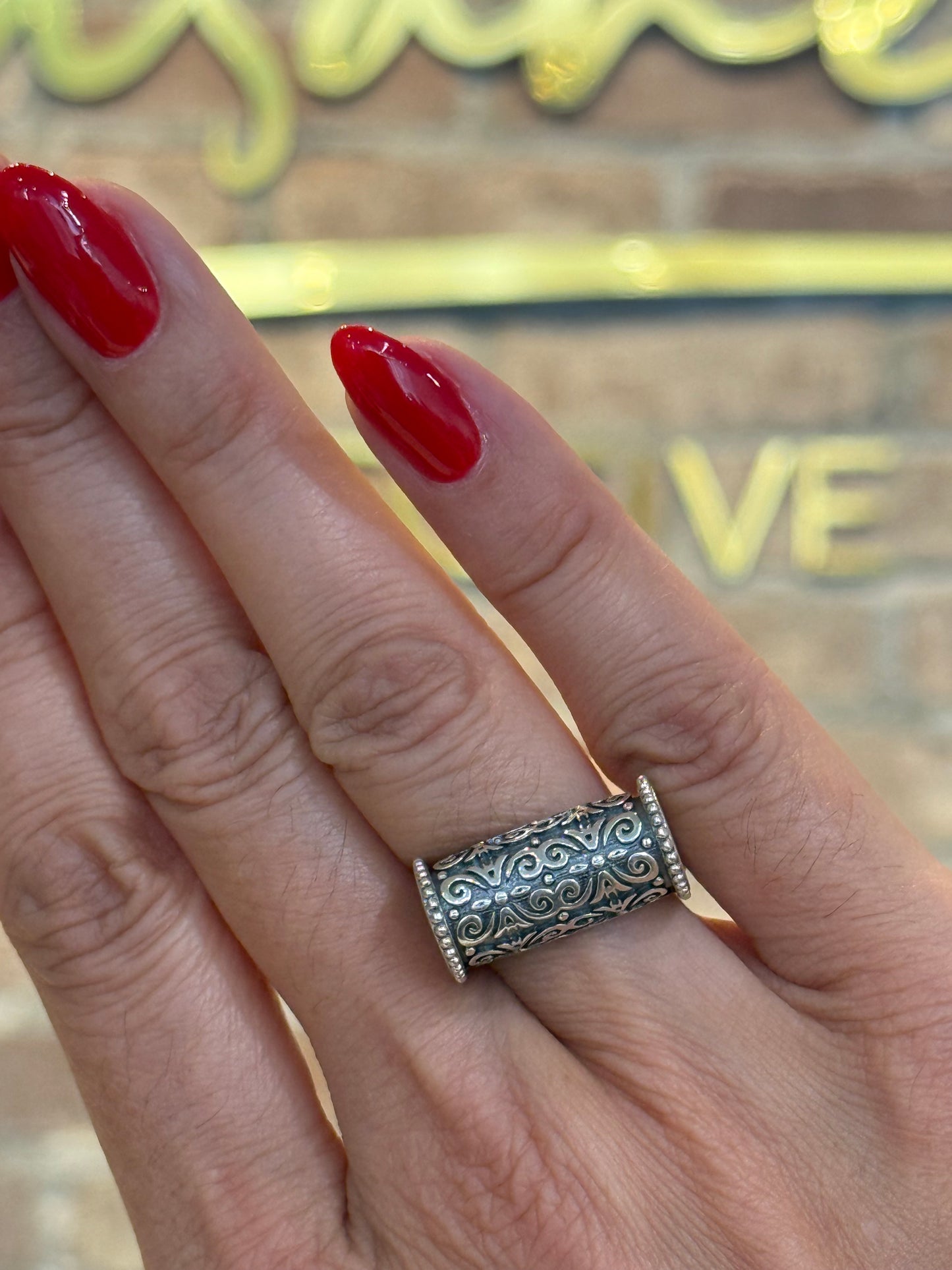 Ornate Shield Silver Ring