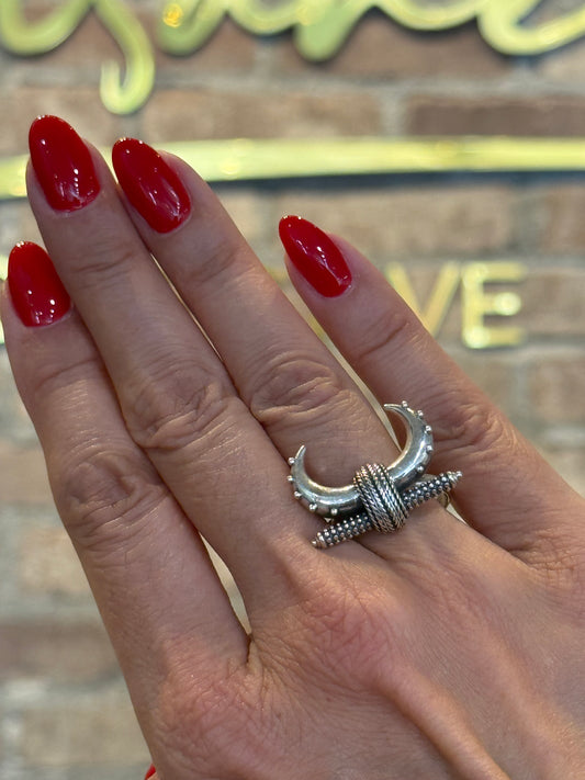 Silver Crescent Warrior Ring