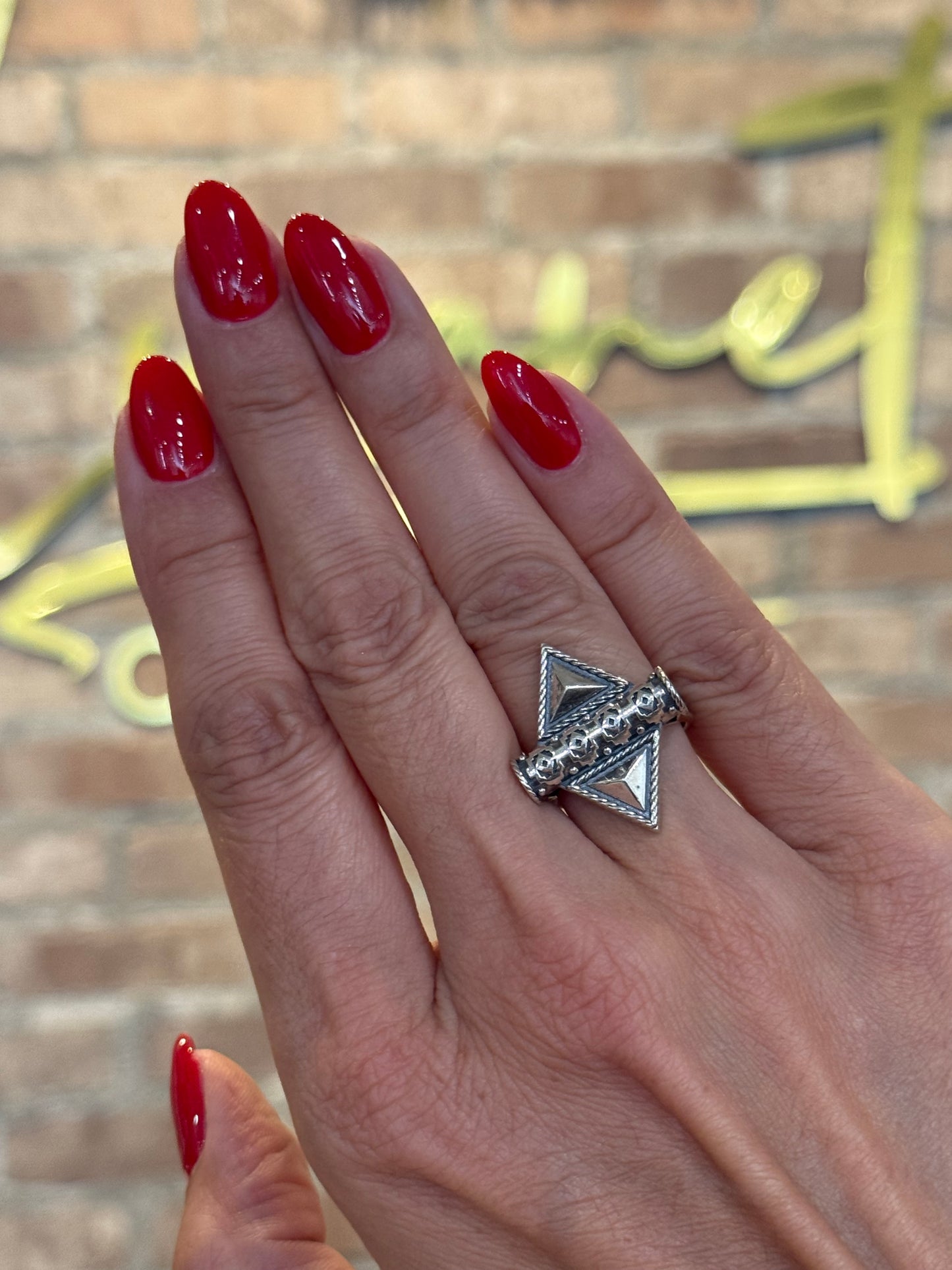 Geometric Triangle Silver Ring