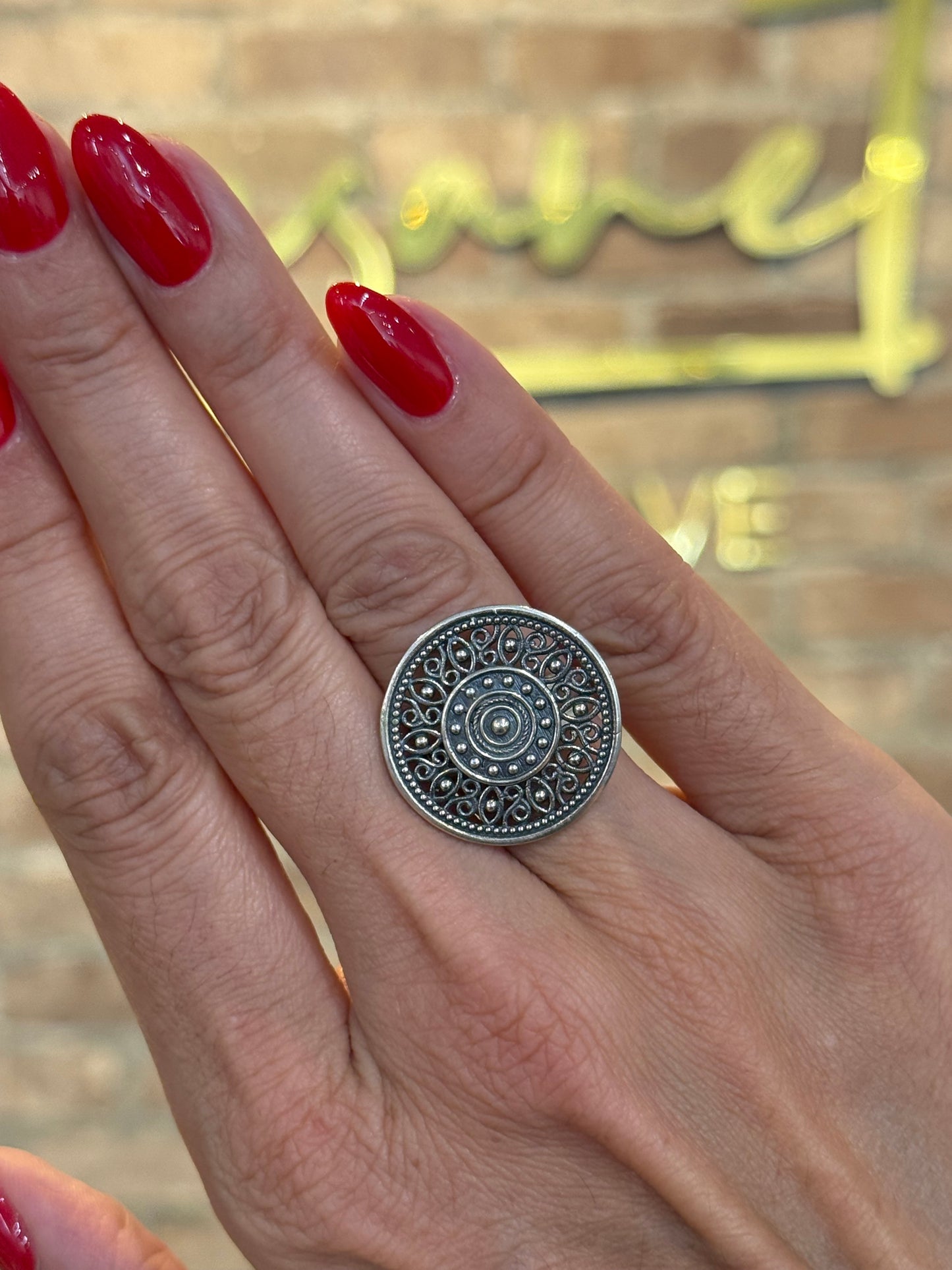 Filigree Mandala Silver Ring