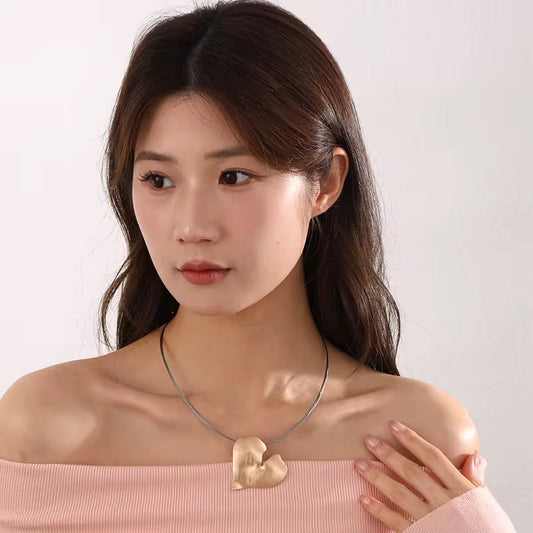 Modern Floating Heart Statement Necklace