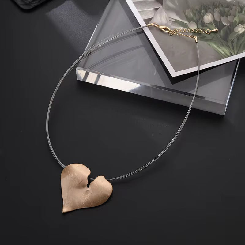 Modern Floating Heart Statement Necklace
