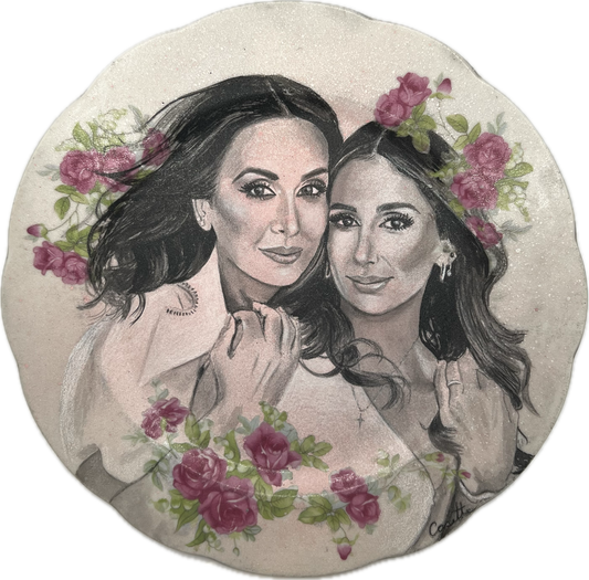 Cherished Forever-Custom Hand-Painted Portrait on Antique Ceramic Plate