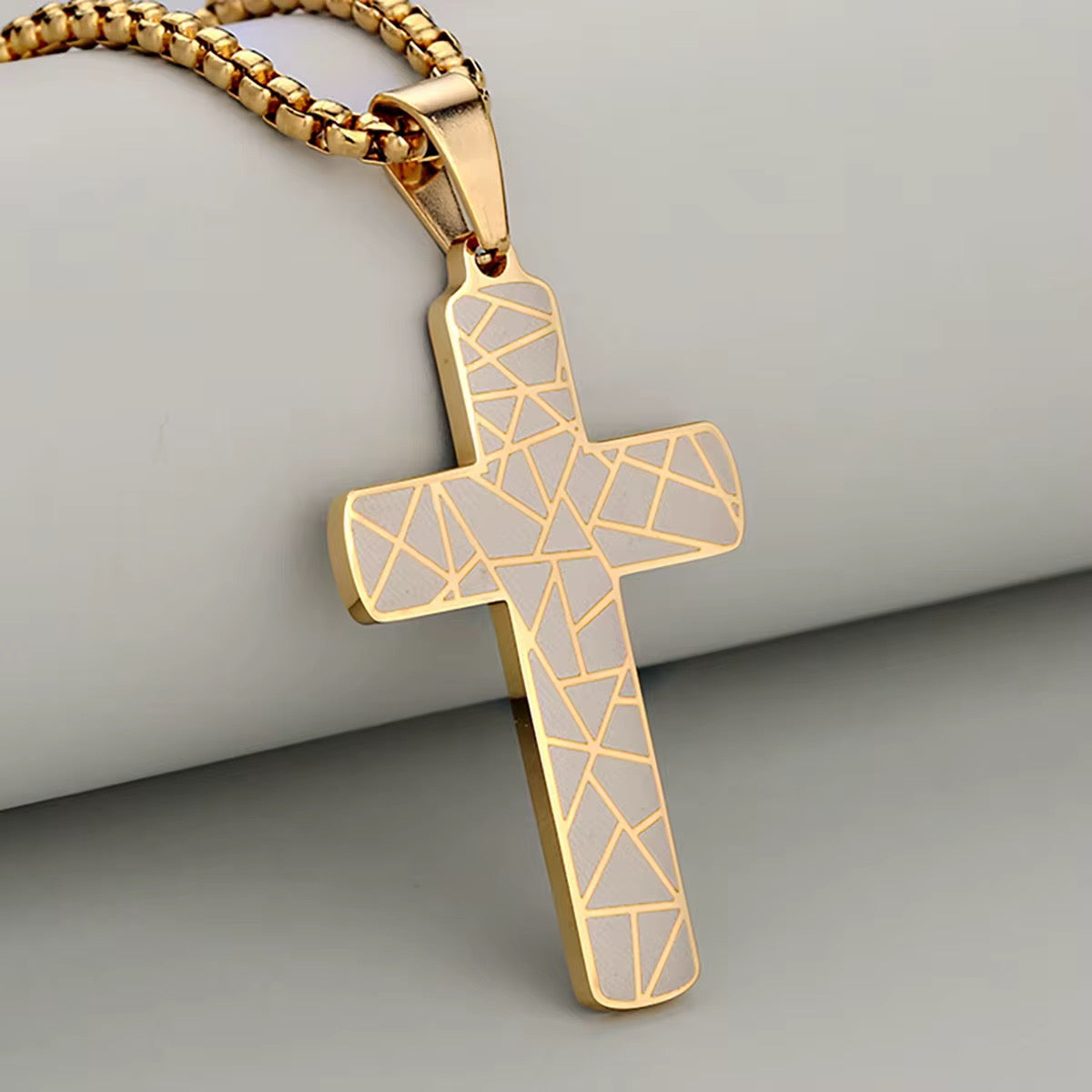 Geometric Cross Necklace