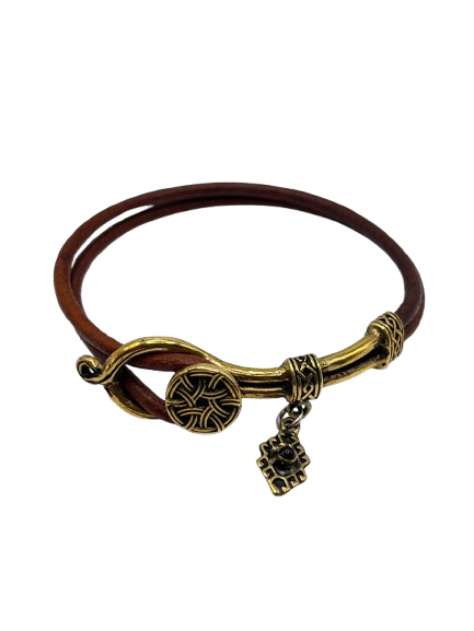 Brass & leather ornamental desighn bracelet
