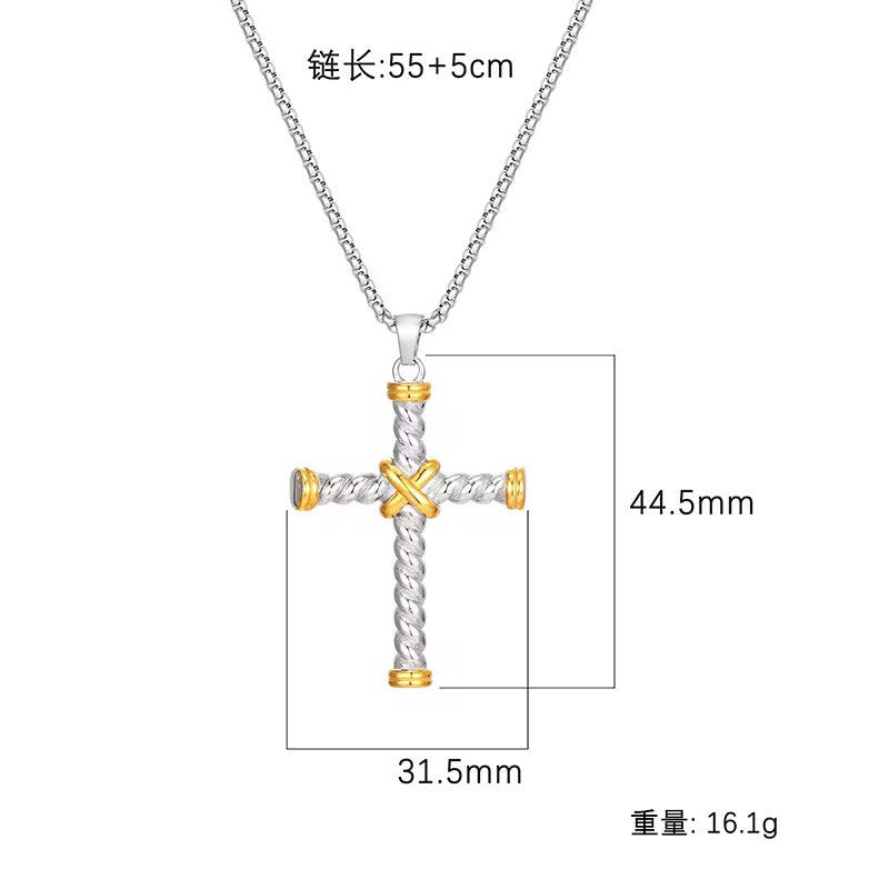 Twisted Rope Cross Necklace
