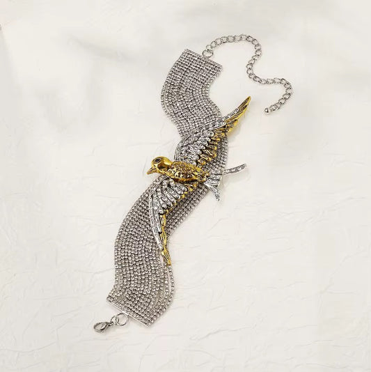 Golden Bird Crystal Statement Choker