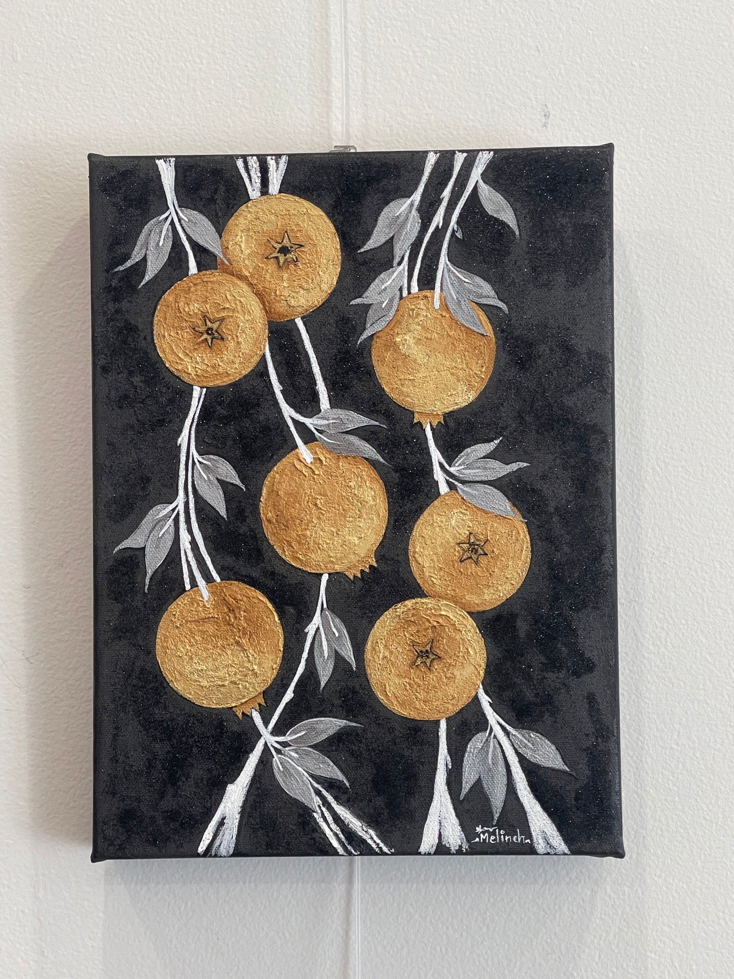 Golden Pomegranates on Black