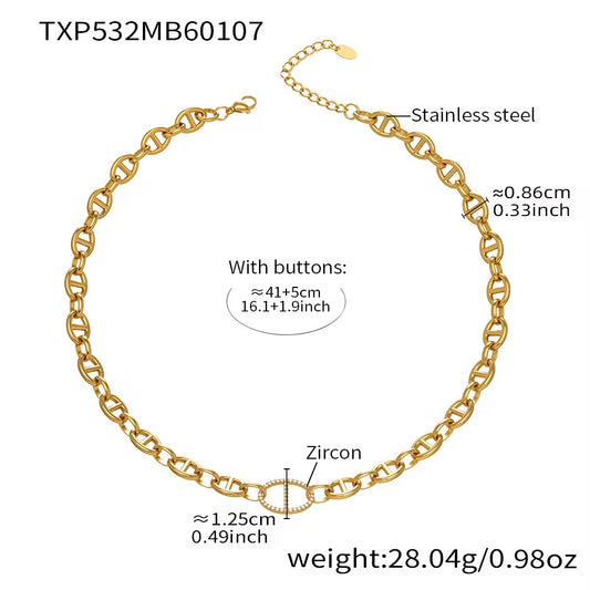 Geometric Link Zircon Necklace