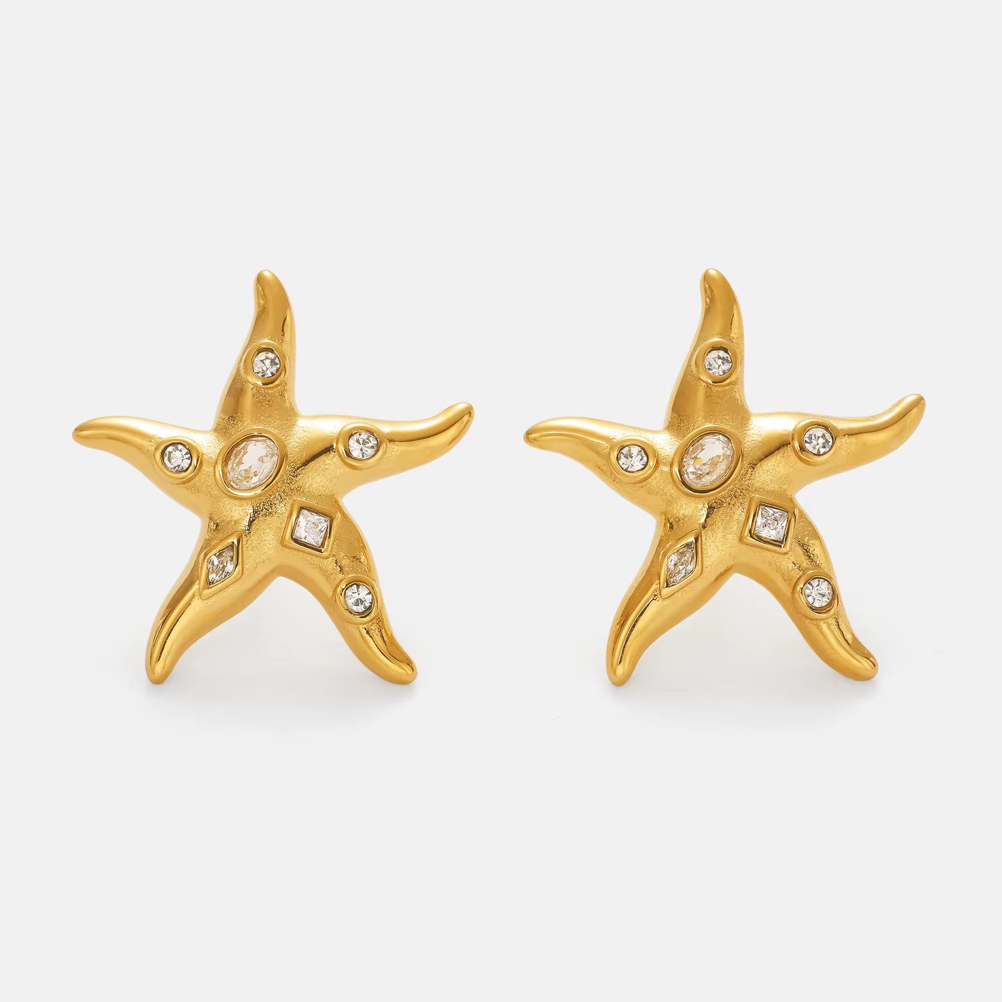 Gold Starfish Studs