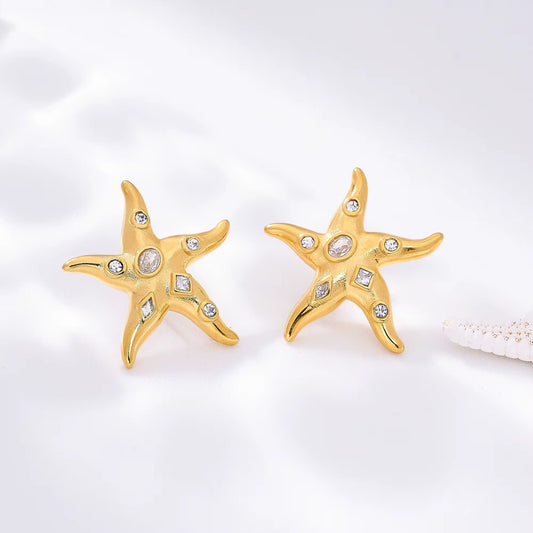 Gold Starfish Studs