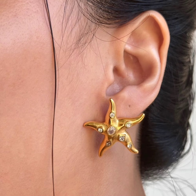 Gold Starfish Studs