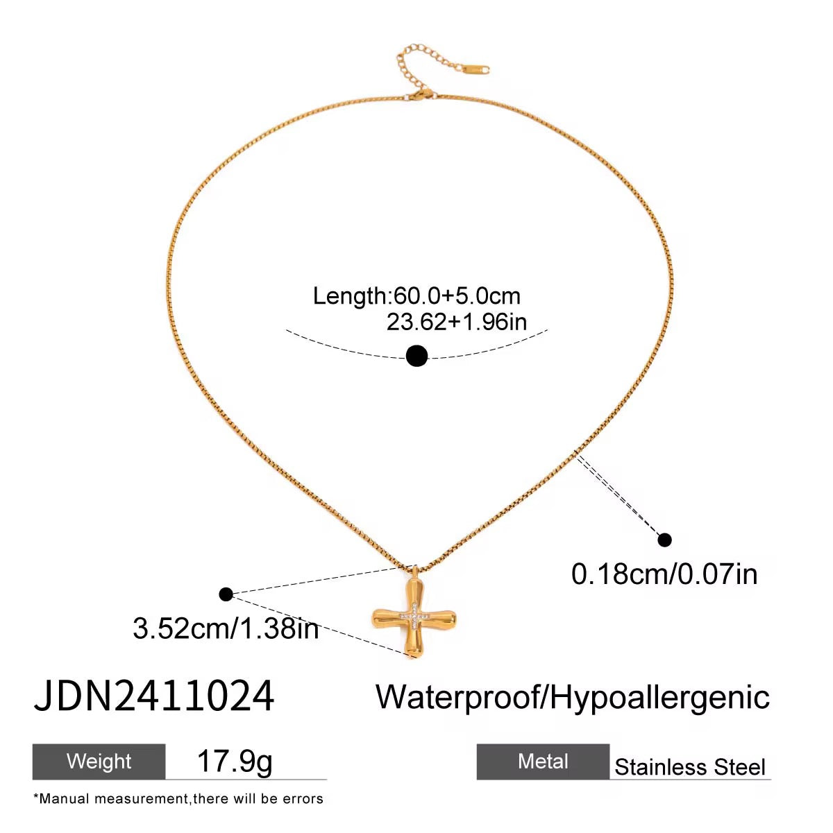 Bold Gold Cross Pendant Necklace