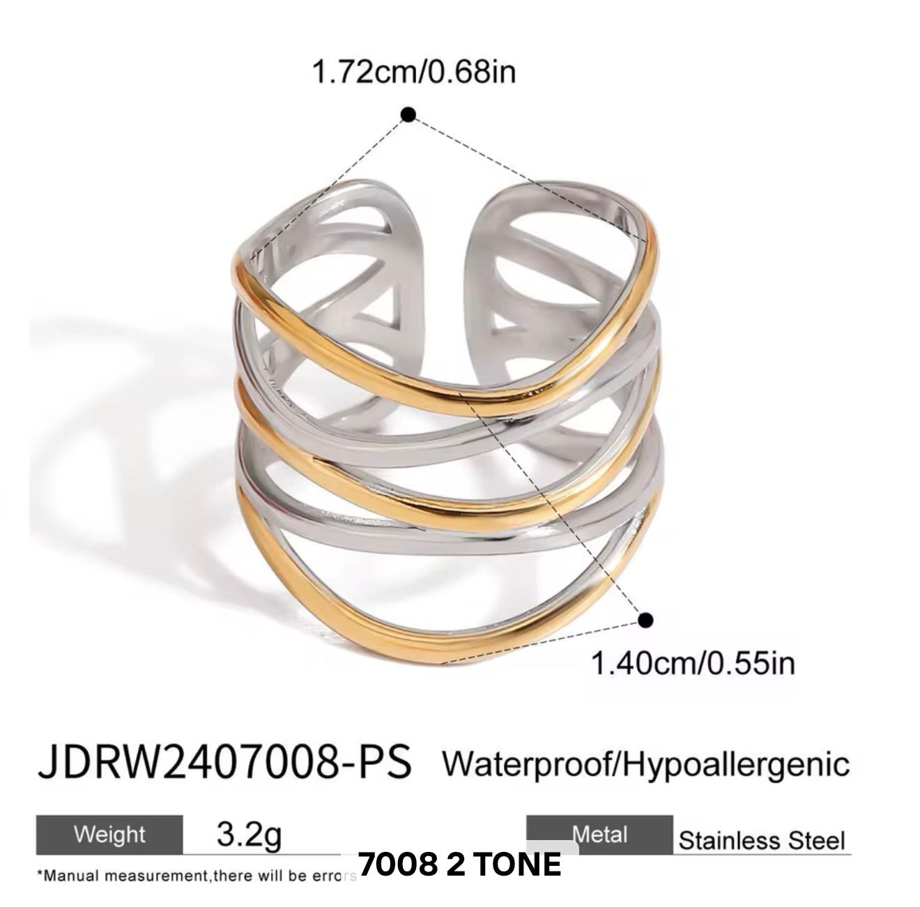 Sculpted Flow Two-Tone Rings