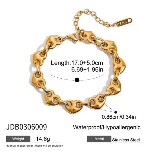 Linked Heart Chain Bracelet