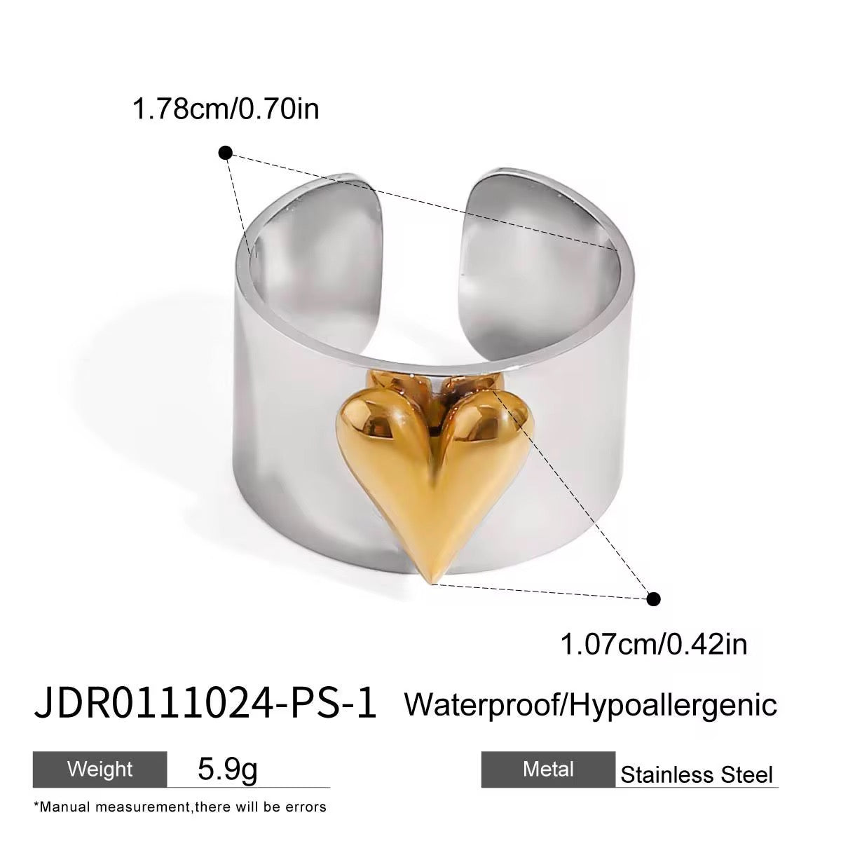 Two-Tone Heart Statement Ring
