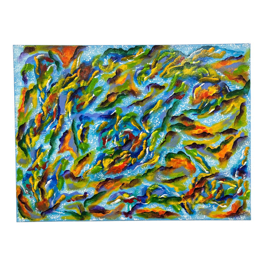 Blue Multi-colored Abstract Painting