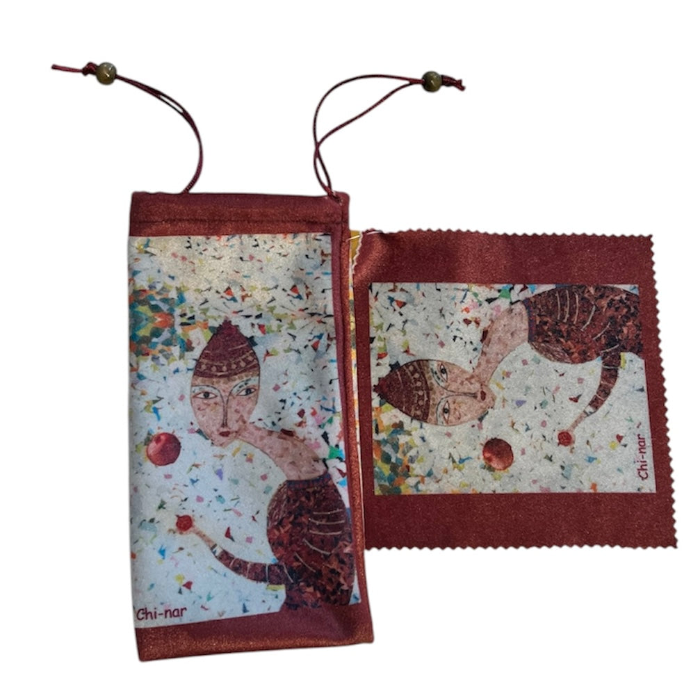 Maroon Eye Glass Cover & Lens Cleaning Fabric