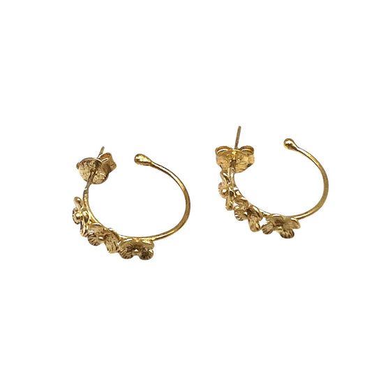 Gold Floral Hoop Earrings