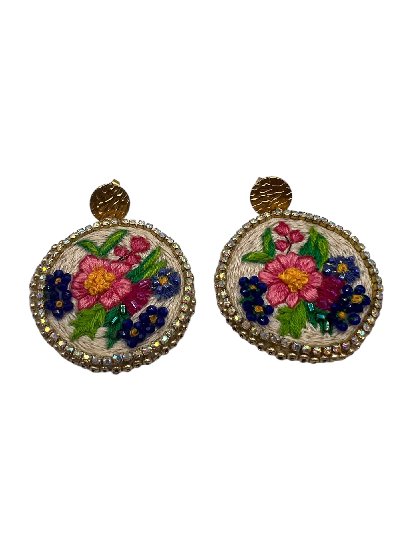 Floral Embroidered Earrings