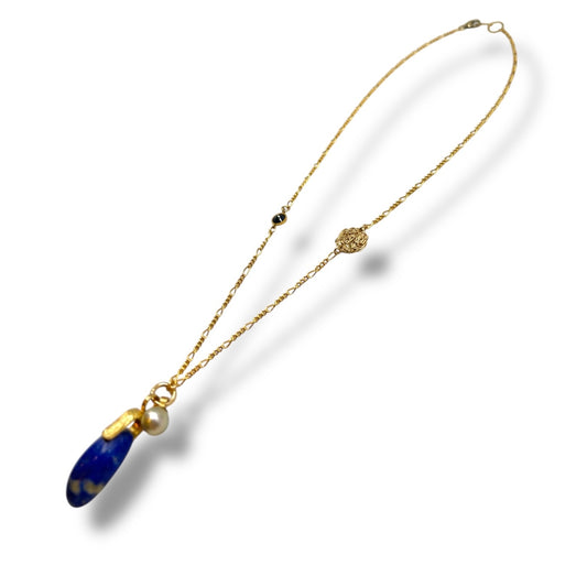 Navy stone & Twist Necklace