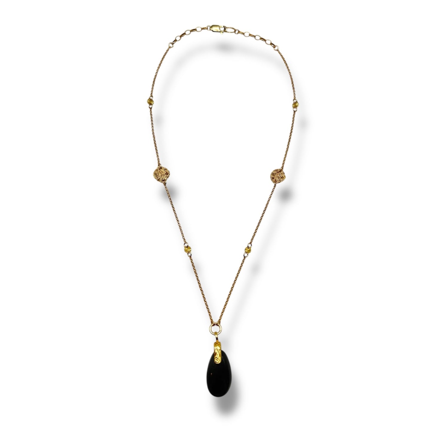 Black stone & Twist Necklace