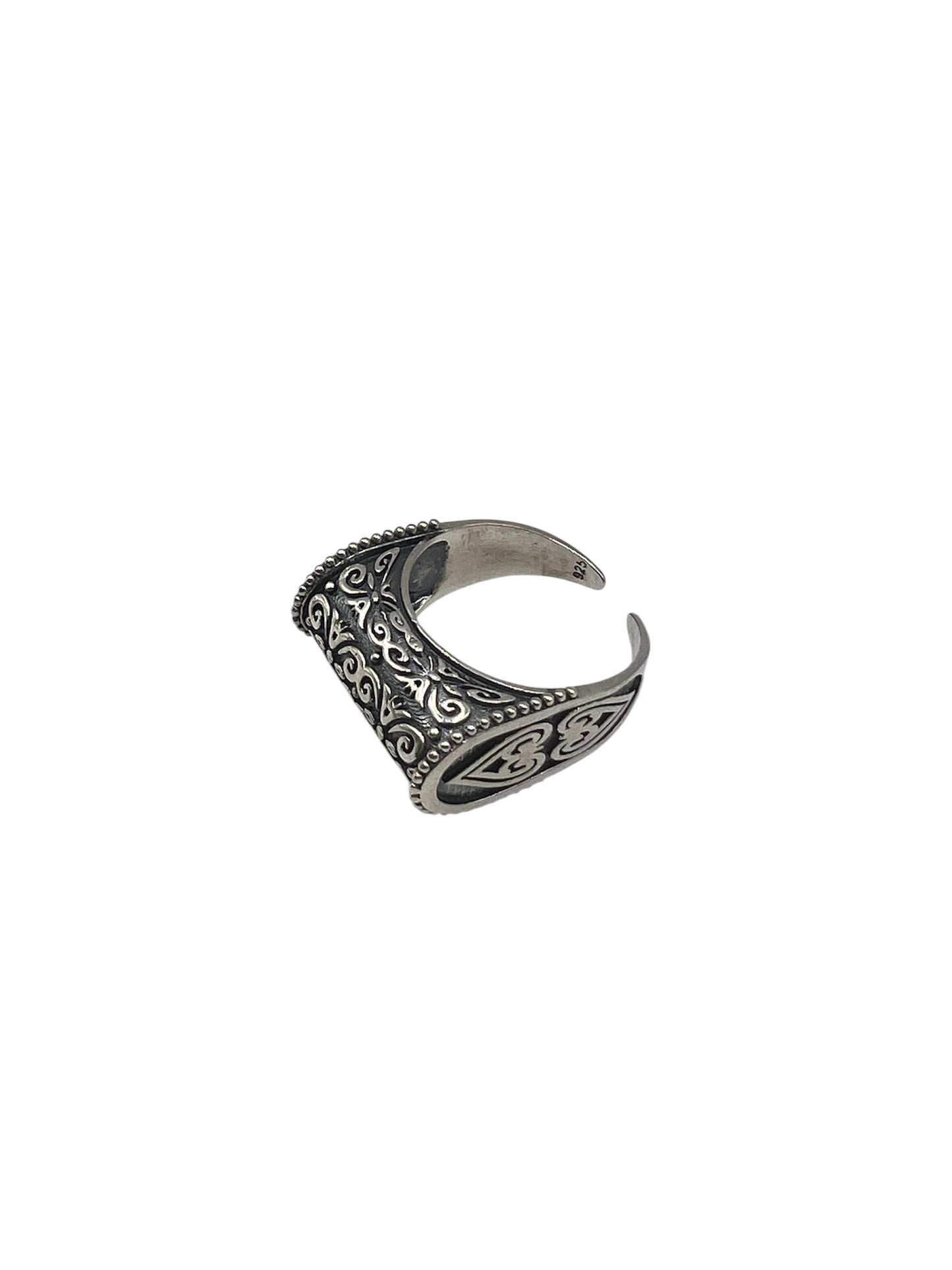 Ornate Shield Silver Ring