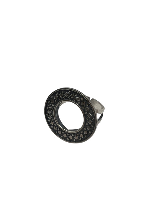 Geometric Circle Silver Ring