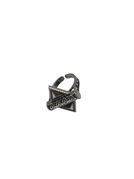 Geometric Triangle Silver Ring