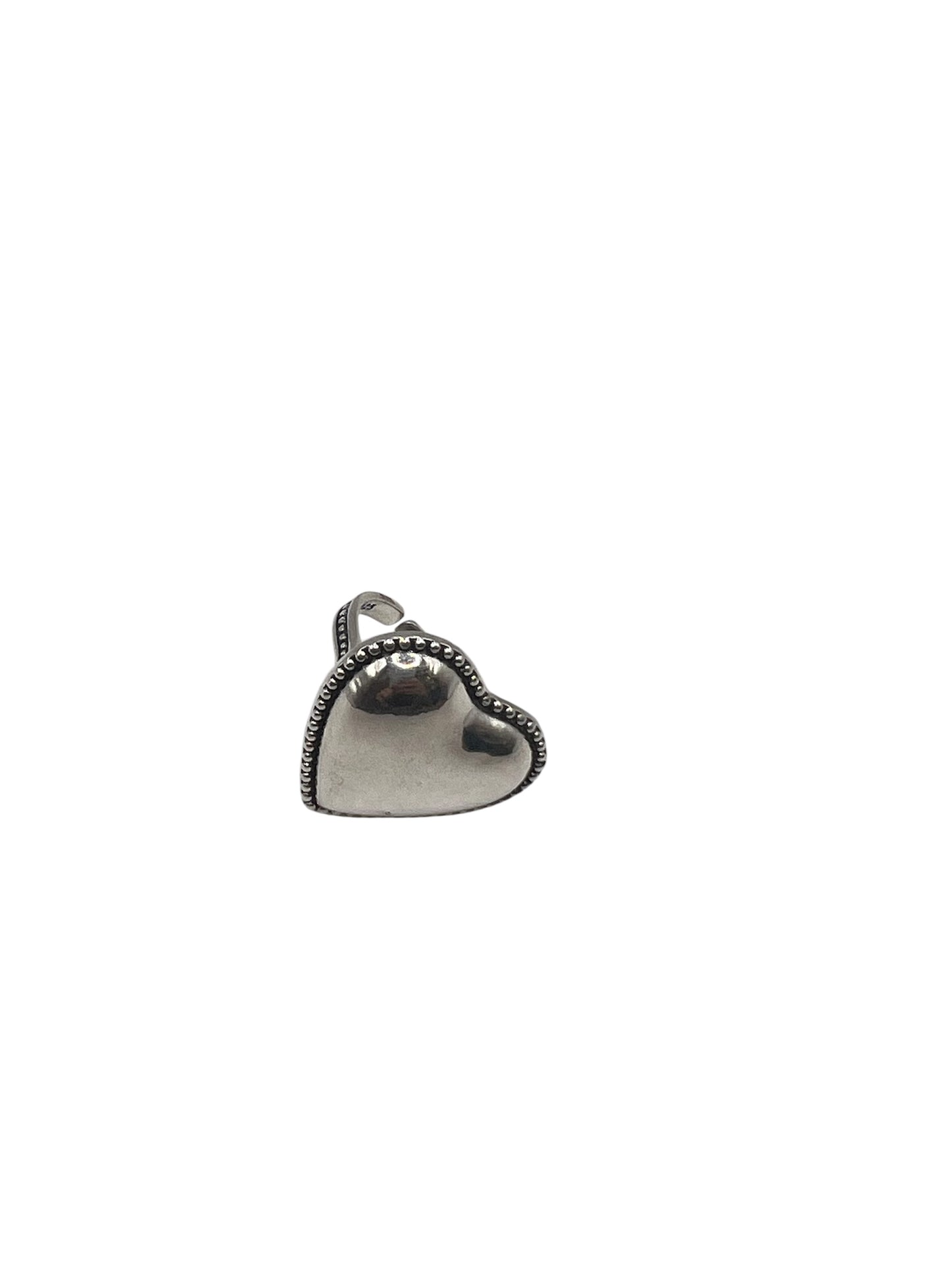 Big Silver Beaded Heart Ring