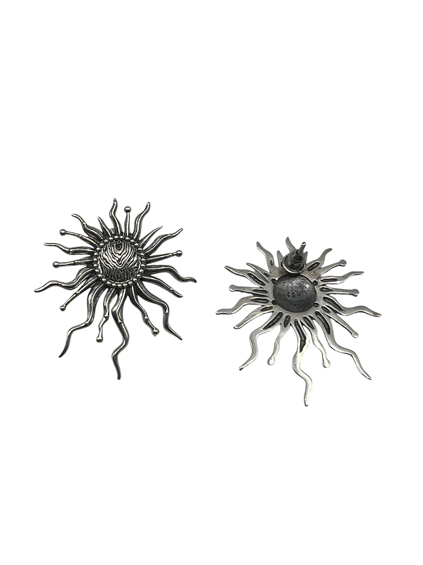 Silver Sunburst Statement Earrings