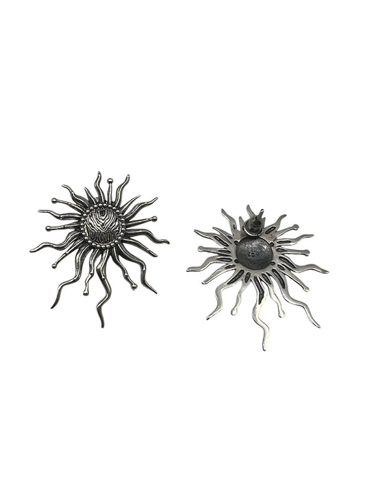 Silver Sunburst Statement Earrings