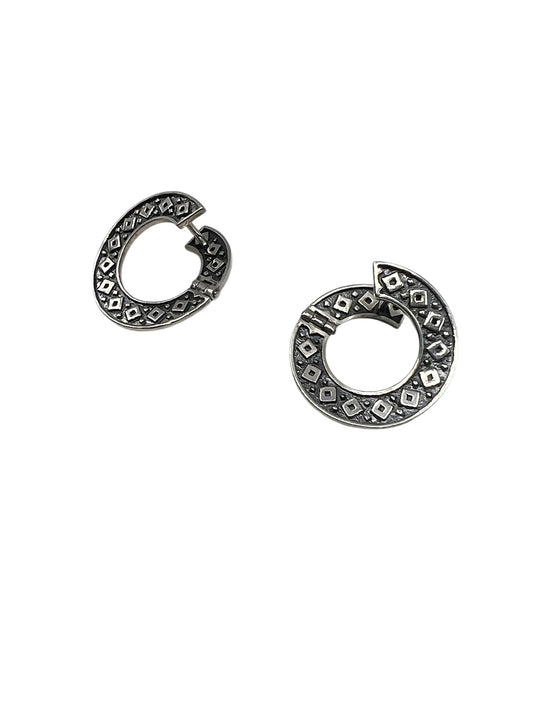 Silver Engraved Hoop Earrings