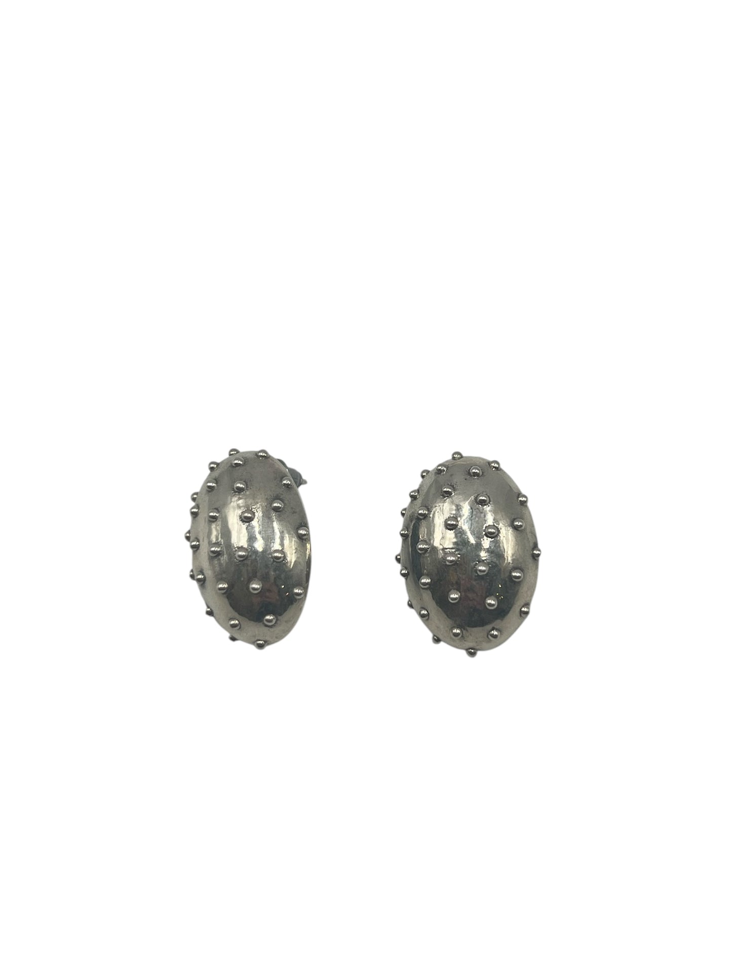 Silver Textured Dome Earrings
