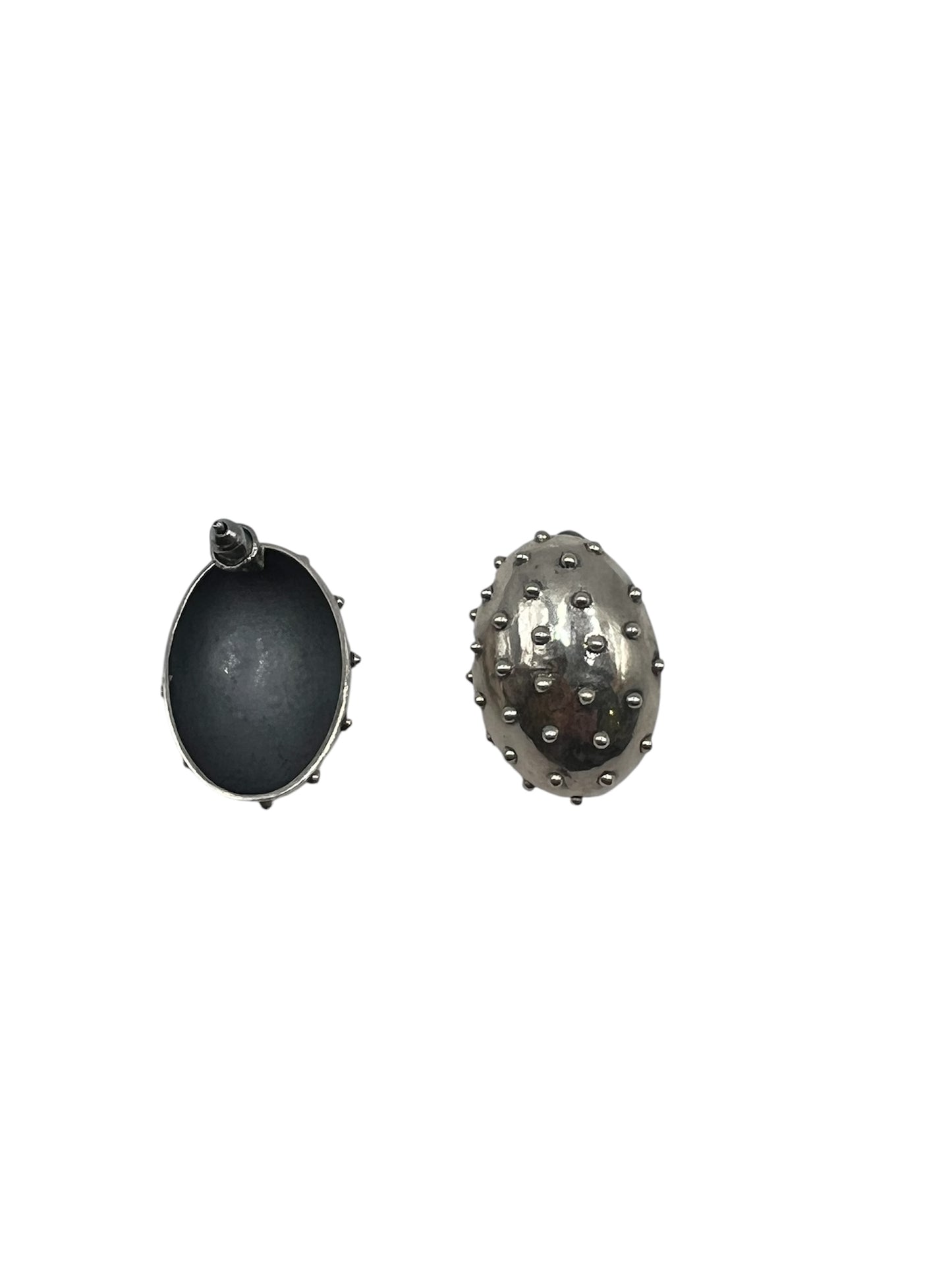 Silver Textured Dome Earrings