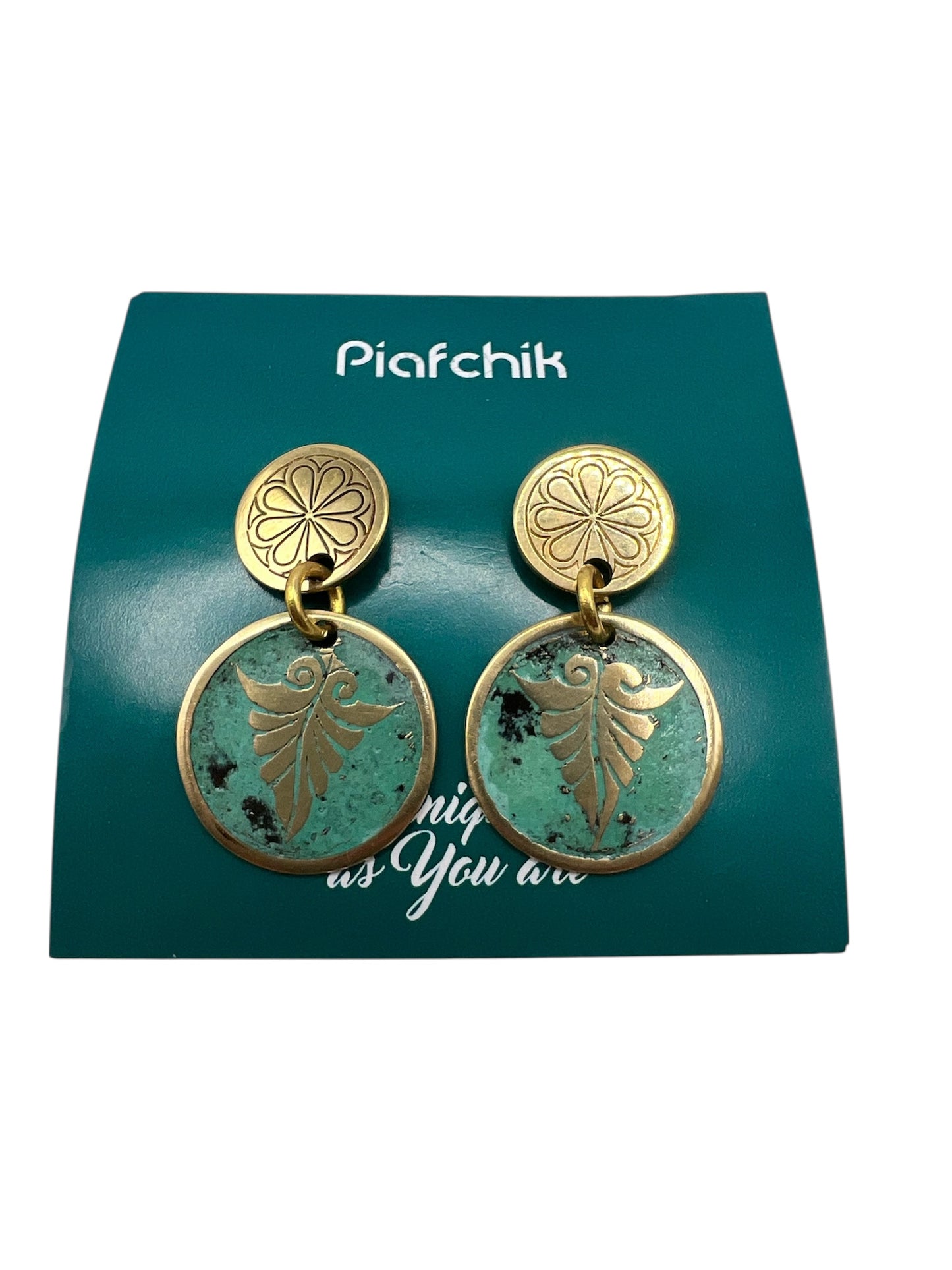 Brass & Turquoise Patina Earrings