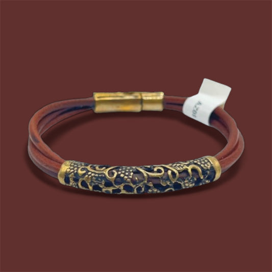 Grapevine Brass & Leather Bracelet