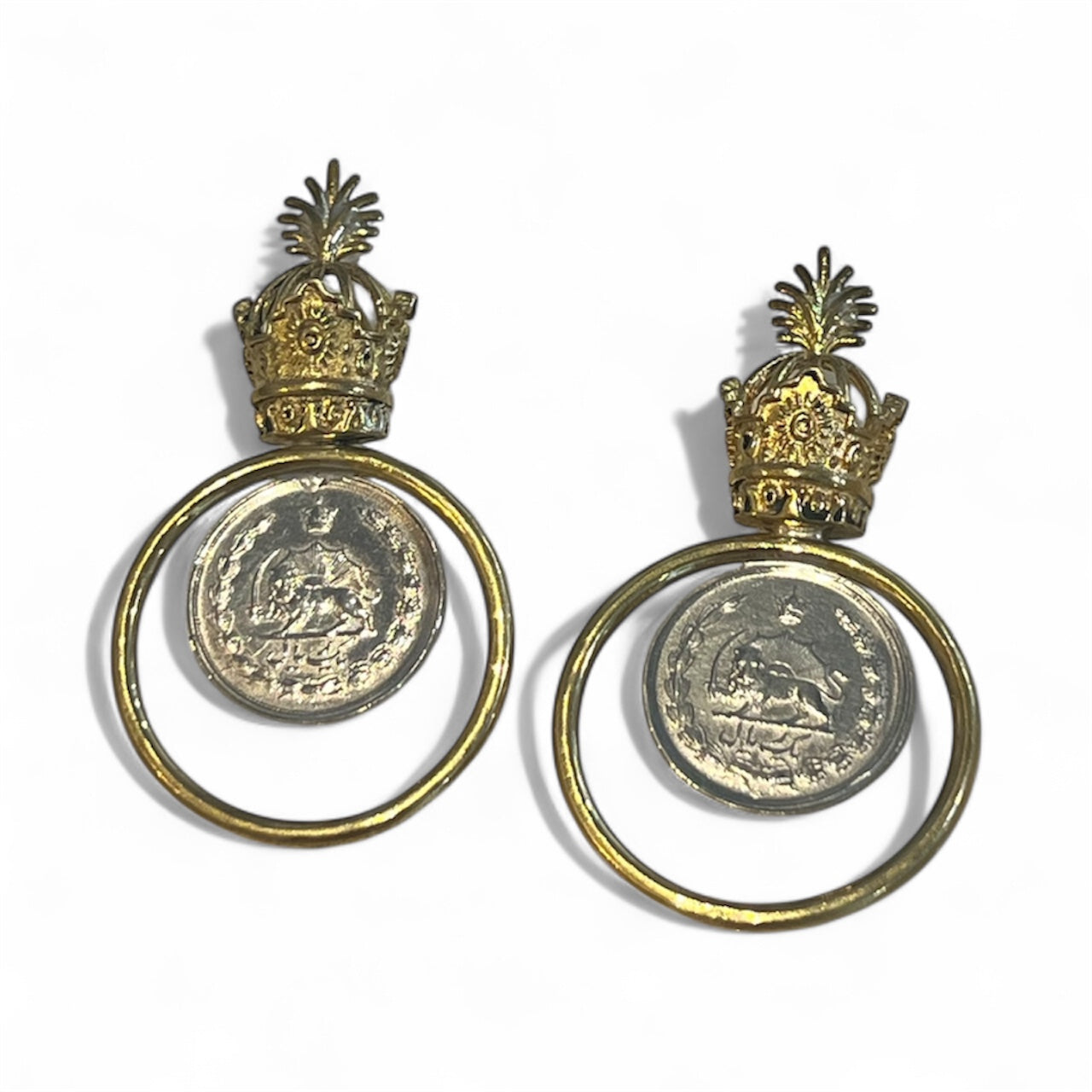 Persian Crown Coin Earrings