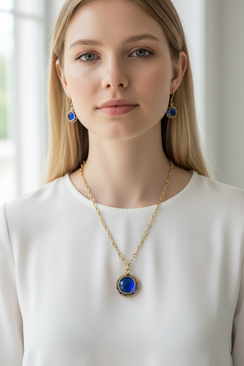 blue circle necklace