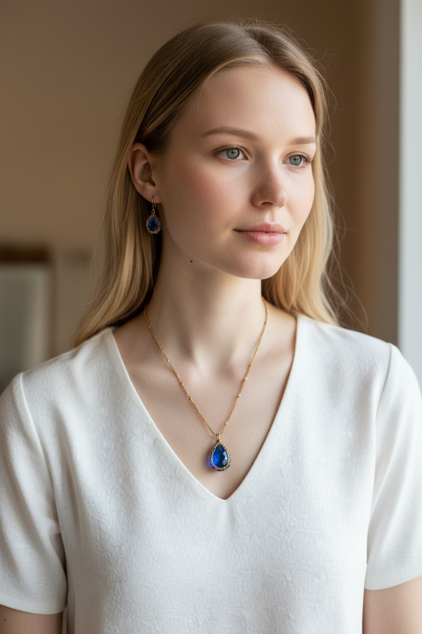 blue teardrop necklace