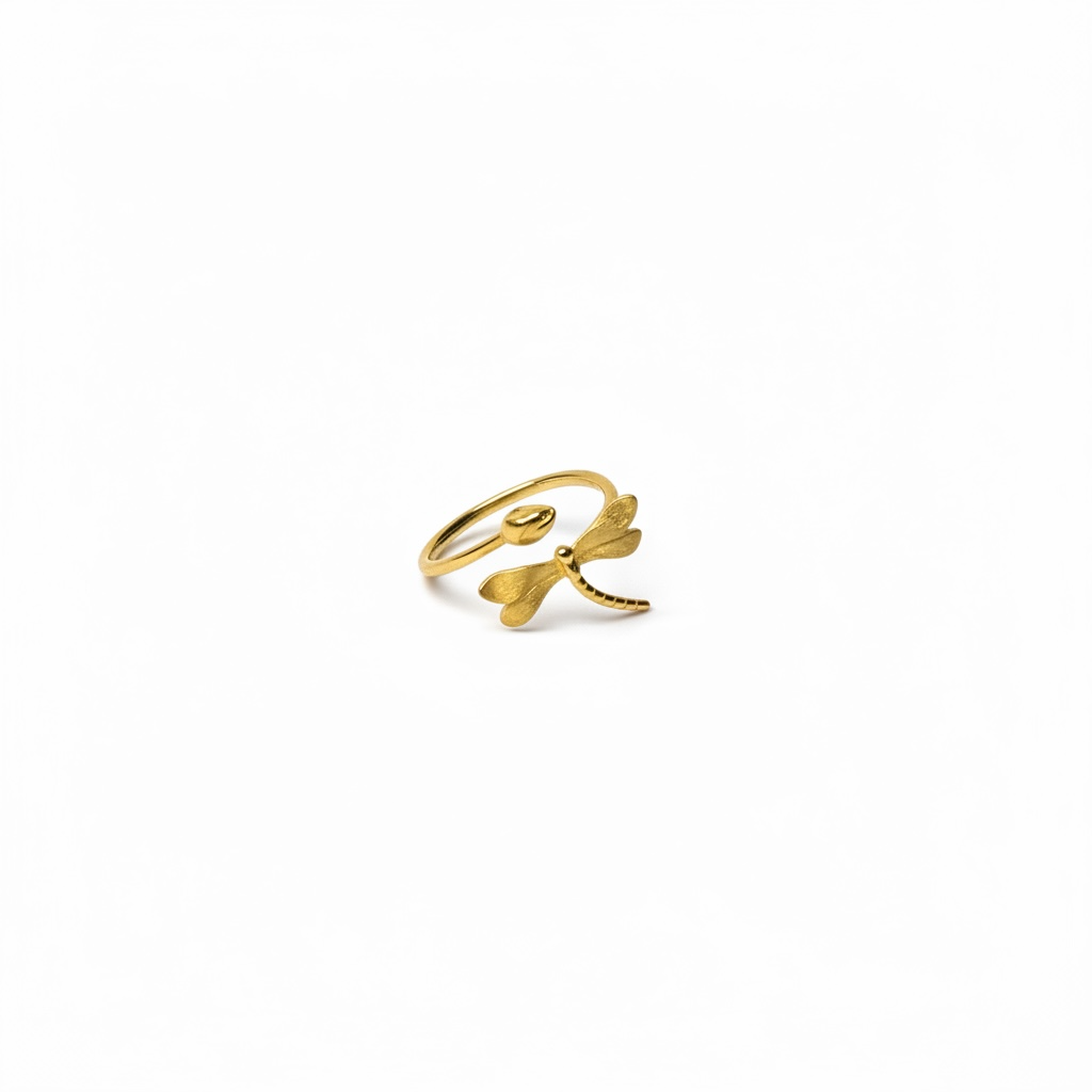 Golden Dragonfly Whisper Ring