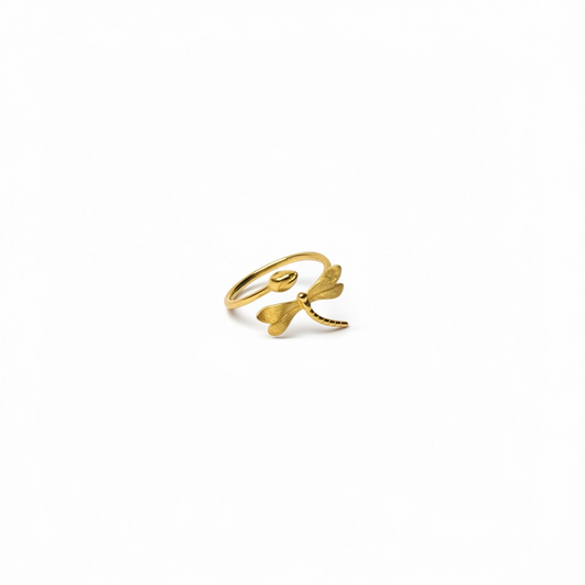 Golden Dragonfly Whisper Ring