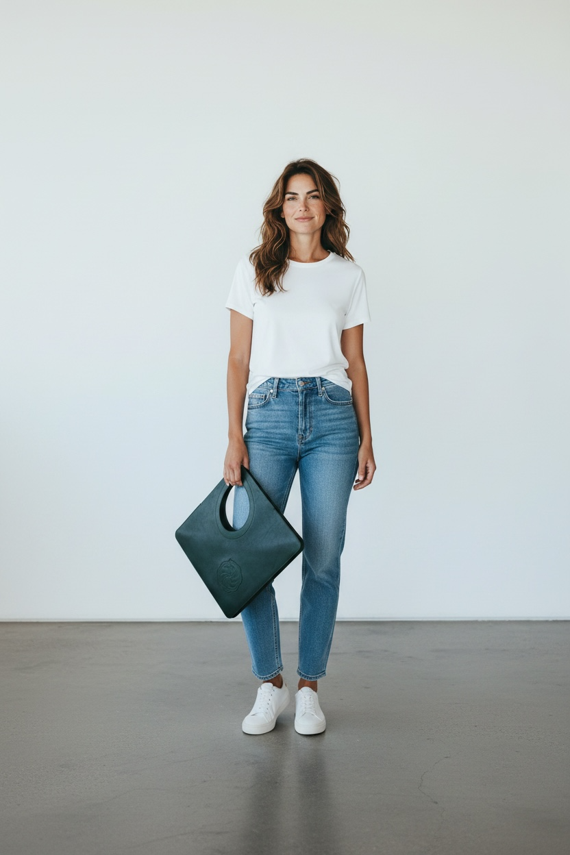 Eternity Symbol Leather Tote – Dark Green